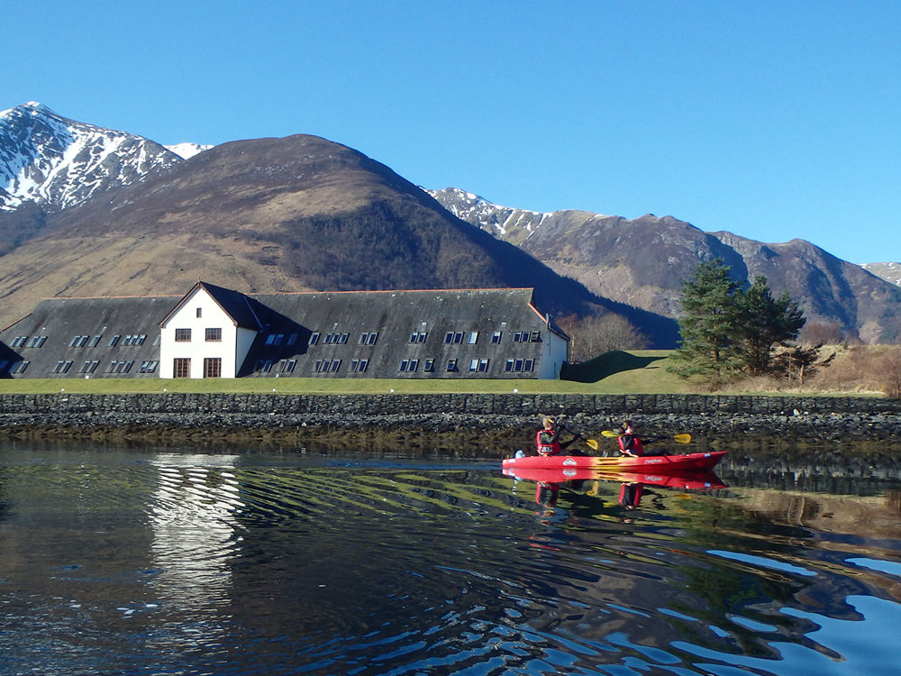 Isles of Glencoe Hotel with snow